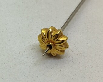 18k Yellow Gold Floral Spacer Bead, 9x6mm, Round Spacer Finding