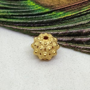 18k Yellow Gold Round Beads | 18k Solid Yellow Gold 8X10MM Finding Beads | Gold Spacer Beads For Jewelry Making DIY Craft, KC1436