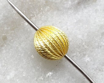 18k Yellow Gold Fluted Spacer Bead | 10X9mm Yellow Gold Finding Bead | Jewelry Making Supplies  | KC1676