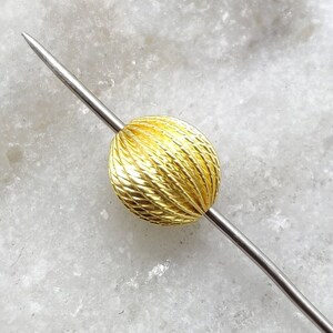 18k Yellow Gold Fluted Spacer Bead | 10X9mm Yellow Gold Finding Bead | Jewelry Making Supplies  | KC1676