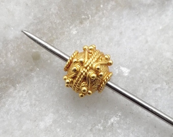 7MM Handmade Textured 18k Gold Rondelle Beads Spacer Findings