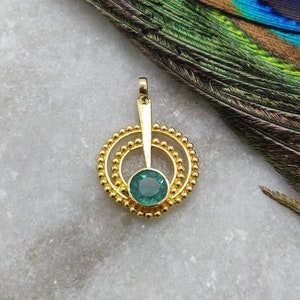 Fine 18k Yellow Gold Pendant | Emerald Hydro gemstone Charm Gold Pendant | Size 20X13MM,18k Solid Yellow Fine Charm Pendant Necklace| KC1361