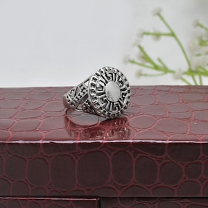 925 Sterling Silver Greek Meander Ring,Gothic Ring, Greek Key Geometric Statement Ring Handmade Greek Jewelry Vintage Minimalist Ring Size 9