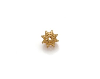 18k Gold Charm Bead, 6X7 MM Traditional style Gold Beads