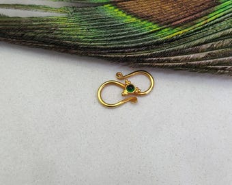 18k Solid Yellow Gold Stone Clasp Lock 16x9mm, Jewelry Closure Finding for Handmade S Lock