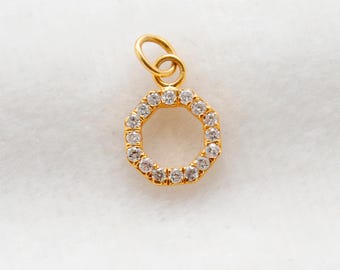 8mm Natural Diamond Pendant | 14k Yellow Gold Handmade Charm | Minimalist Fine Jewelry