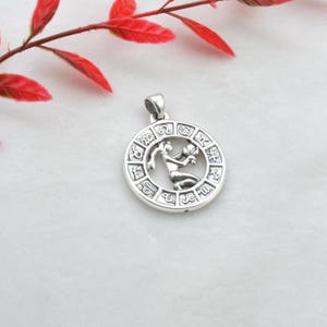 Sterling Silver Virgo zodiac charm, Virgo Zodiac Sign Silver Pendant, Handmade Charm Jewelry Gift For Her Valentine&#39;s Day