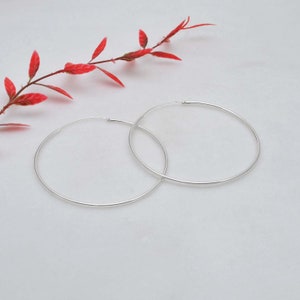 Large 925 Sterling Silver Hoops Earrings 38mm, 40mm, 50mm, 68mm 78mm Big Hoops Light weight Earrings Set Women, Plain Silver Hoop Earring
