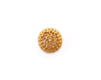 Copriperle floreali in oro giallo 18 carati, perline distanziatrici in filigrana, 8 x 2 mm