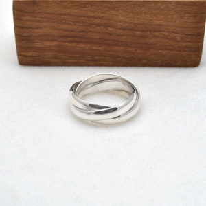 925 Sterling Silver Triple Interlocked Ring, Three Rolling Ring, Multi ...