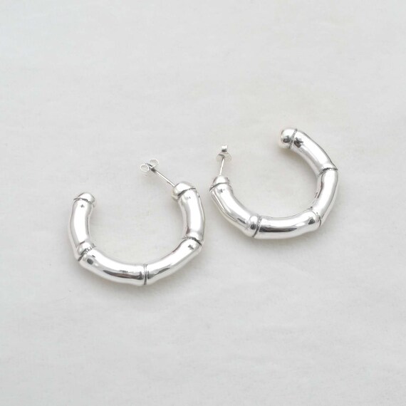 アクセサリー Sterling Silver Bamboo Pierced Earrings Sterling Silver Bamboo Hoop Earrings – PJ