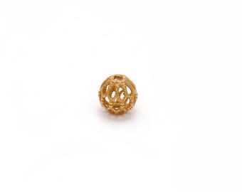 Cuenta redonda de oro de 18k hecha a mano para manualidades, tamaño 5 mm.