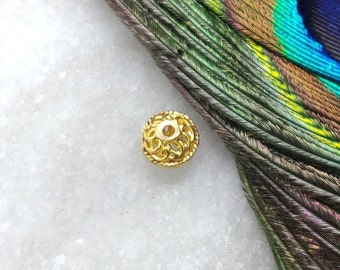 6MM Handmade Textured 18k Yellow Gold Rondelle Beads Spacer Findings, Jewelry Making Supplies