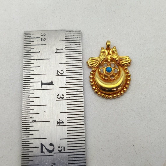 18k Gold Charm Peacock Style Pendant 24X18MM Gold Pendant Charm