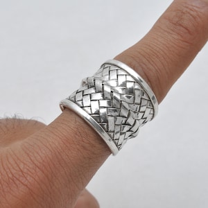 Sterling Silver Braided Ring: Chunky Woven Statement Jewelry, Size 10