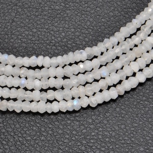 AAA+ White Rainbow Moonstone Faceted Rondelle Beads, Rainbow Moonstone Beads 13 inch Rainbow Moonstone Beads Size Available 3-3.5mm 4mm 5mm