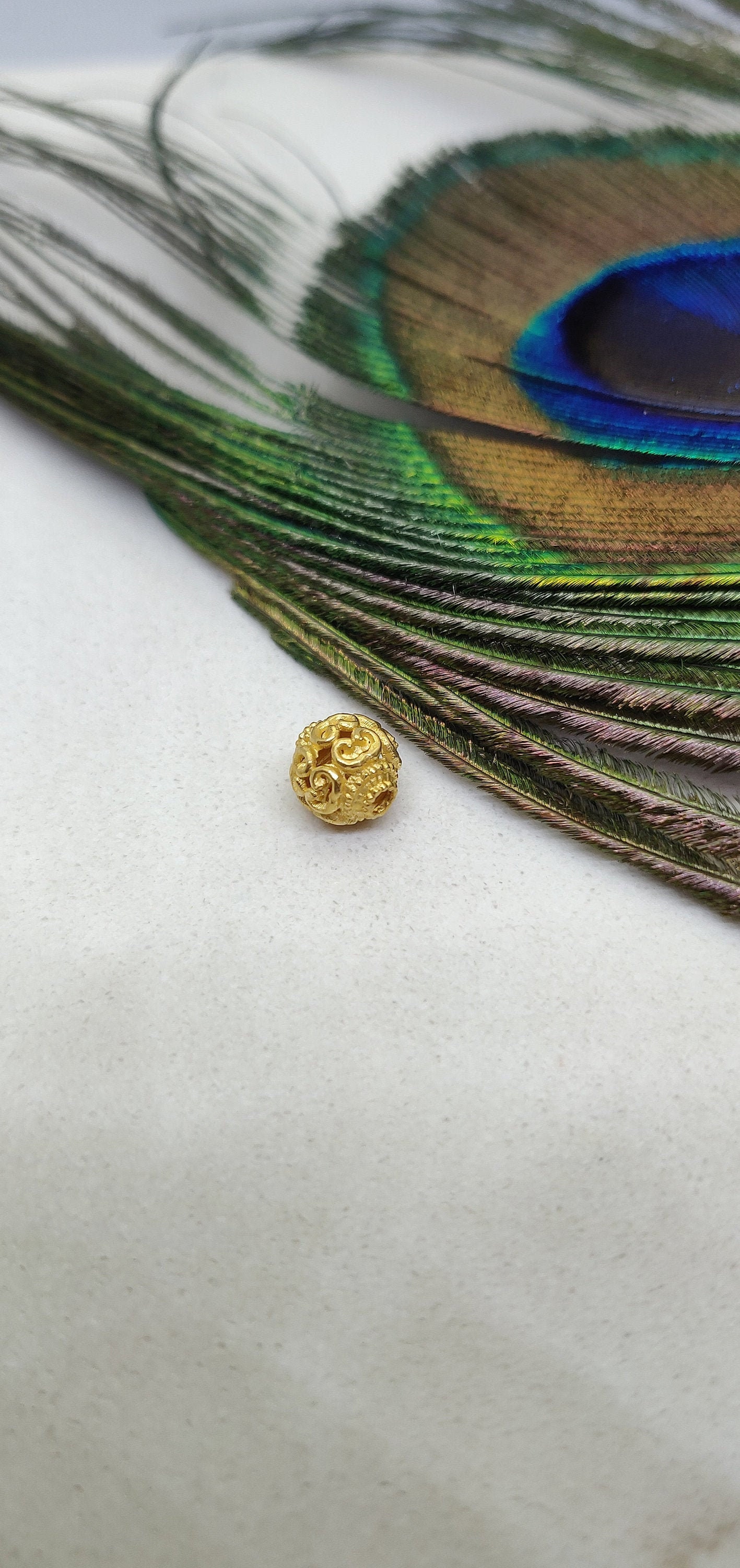 Beautiful fancy 18k Gold Bead Traditional style Gold Beads | Etsy