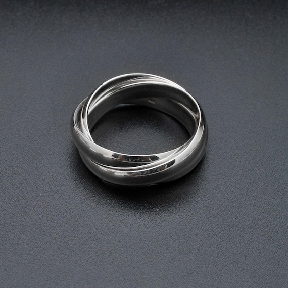 『TW RING SILVER』 Sterling Silver Triple Rolling Ring: Handmade Interlocked Band