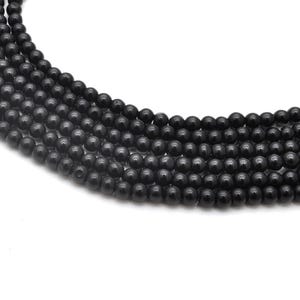 4mm Black Onyx Gemstone Beads, Black Onyx Plain Smooth Round Beads For making handmade Jewelry Beads Strand 12.5 inch