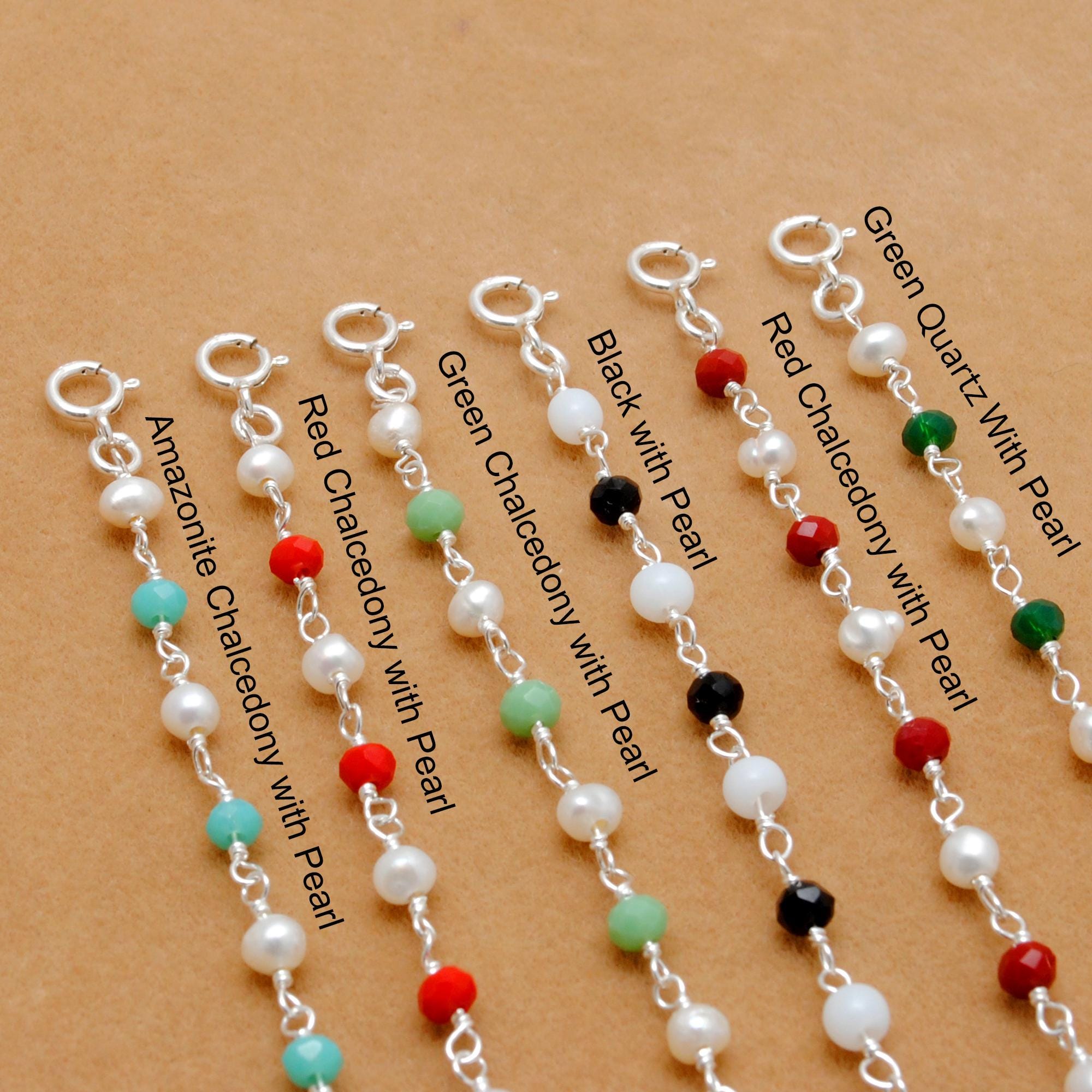 Green Quartz Sterling Silver Rosary Chain, Wire Wrapped Jewelry