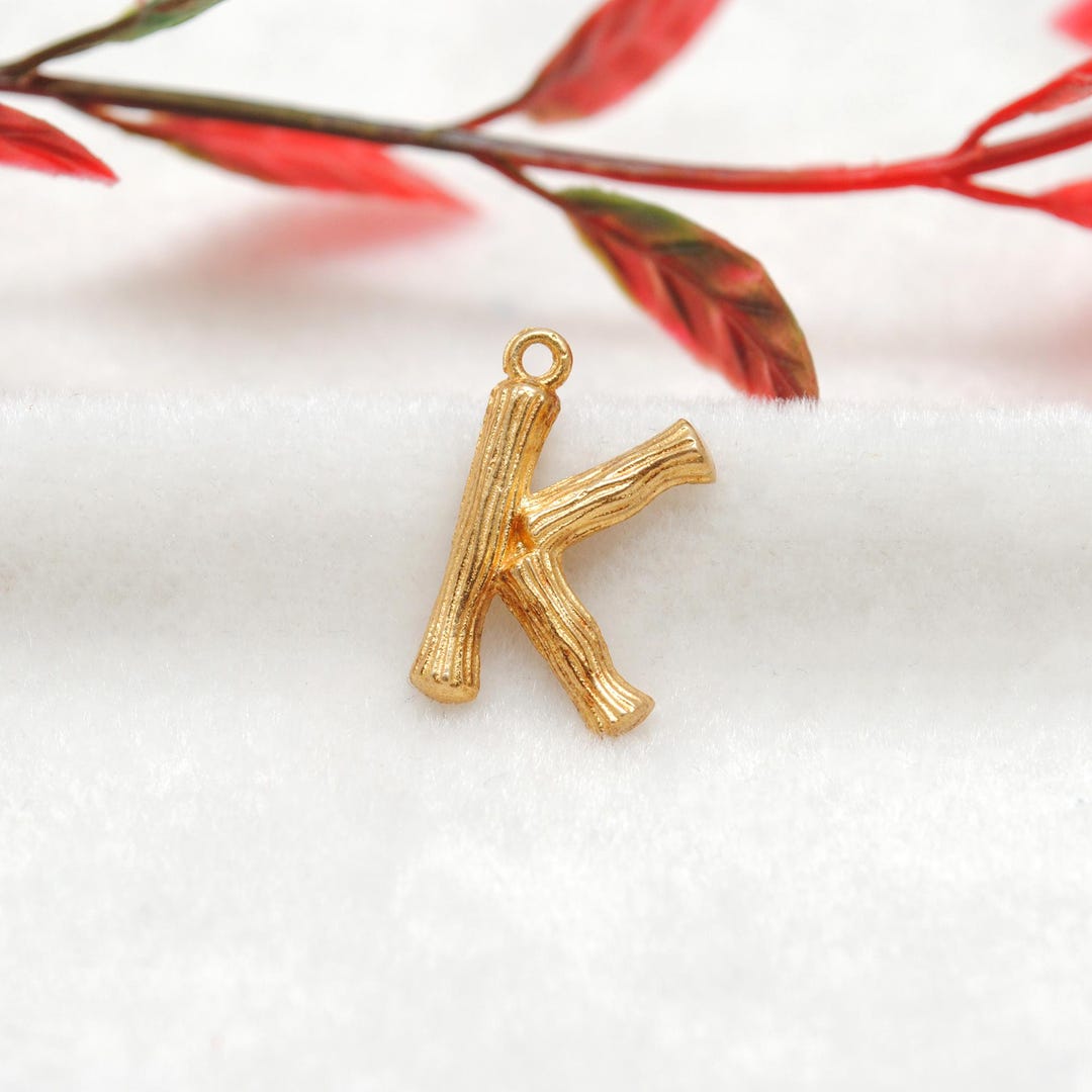 18k Yellow Gold K Initial Pendant | Alphabet Charm - Etsy