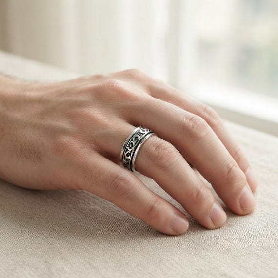Oxidized Sterling Silver Celtic Knot Thumb Ring, Unisex Size 12 - Etsy