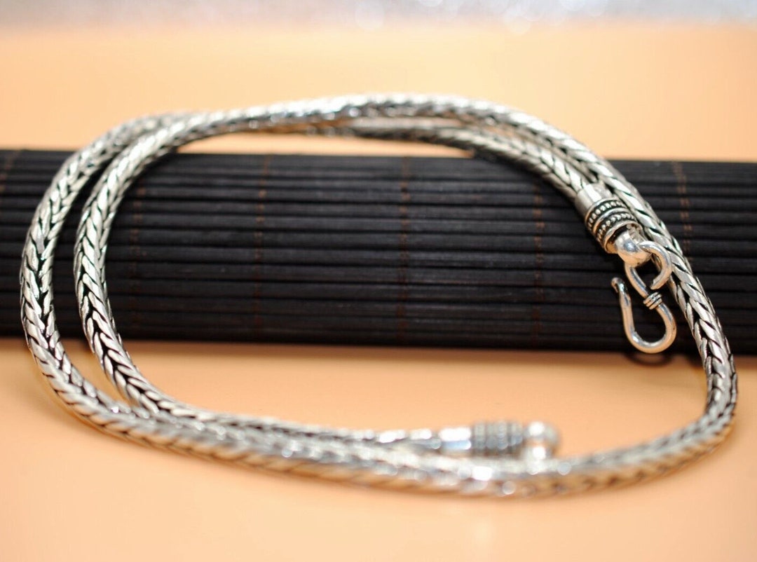 925 Sterling Silver Chain Necklace Solid Twisted Wheat Chain Etsy