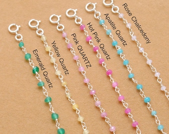 Grüne Smaragd Quarz Perlen Edelstein Choker Halskette, handgemachte Perlen verstellbare Halskette, delikate zierliche Schicht Armband