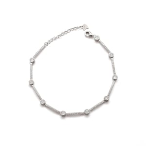 Sterling Silber Cz Armband, Kette Cz Armband, Minimalist Cz Armband, Brautschmuck, zierliches Geschenk für Frauen Schmuck