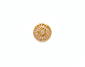Handmade 18k Gold Wheel Bead, Solid Yellow Gold Spacer Charm, 2x8mm
