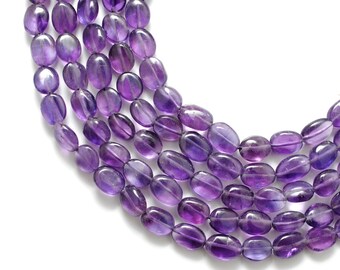 Natural Purple Amethyst Oval Beads, Mix Gemstone DIY Beads, 15” Strand