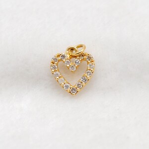14K Gold Diamond Heart Charm, Dainty Solid Gold Pendant, Minimalist Love Jewelry Gift for Women, Fine Charm Necklace