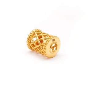 18k Gold Trommel Bead: Gelbgold Spacer Charm (9 x 12 MM)