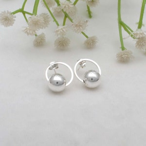 925 Sterling Silver Ball Earring, Dangling Earring, Ball Stud, Hanging Ball Earrings, Gift for her, Birthday Gift, Gift for friend