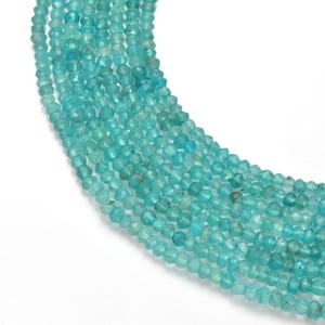 Natural Apatite Gemstone Beads Blue Apatite Rondelle Beads  13 Inch Strand 3-3.5mm, 4MM Beads | Apatite Faceted Beads | Jewelry Making