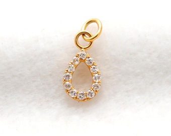 14K Yellow Gold Diamond Charm: Dainty Minimalist Pendant
