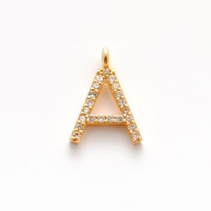12 mm 14K gouden diamant initiaal bedel