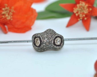 Sterling Silver Rose Cut Diamond Spacer Bead: Pavé Charm Finding
