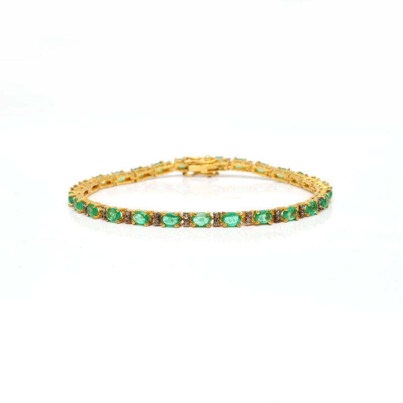 4.0mm Heart-Shaped Lab-Created Emerald Tennis Bracelet In Sterling Silver - 7.5