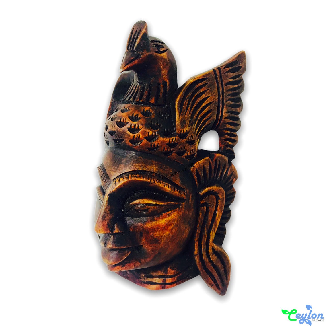 Handmade Dewa Wood Mask: Ceylon Carving, 3D Wall Decor - Etsy