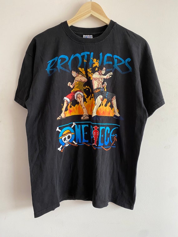 Vintage One Piece T Shirt Luffy and Ace Brothers Anime Early 2000s 