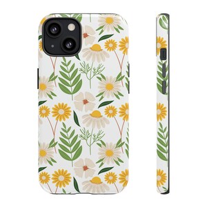 iPhone/Android Yellow White Flower Design Tough Phone Case