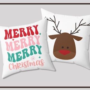 Rudolph Merry Christmas Holiday Square Pillow