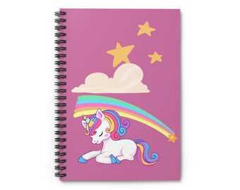 Unicorn Pink Spiral Notebook - Ruled Line