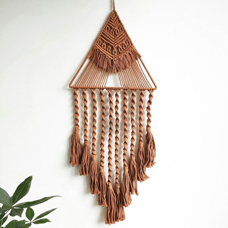 Handmade Macrame Triangle Wall Hanging With Tassel Boho Home Etsy