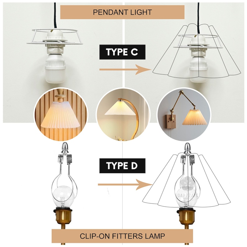 Abat-jour plissé crème pour lampes de table Suspension, tissu PVC, abat-jour pétales, lampe d'ameublement, décoration image 6