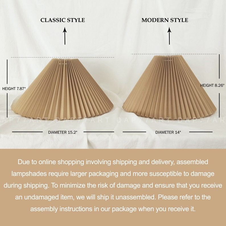 Pleated Lampshade Large Size For Table Lamps and Floor Lamps 9 Slant 8 Height 14 Bottom Diameter image 2