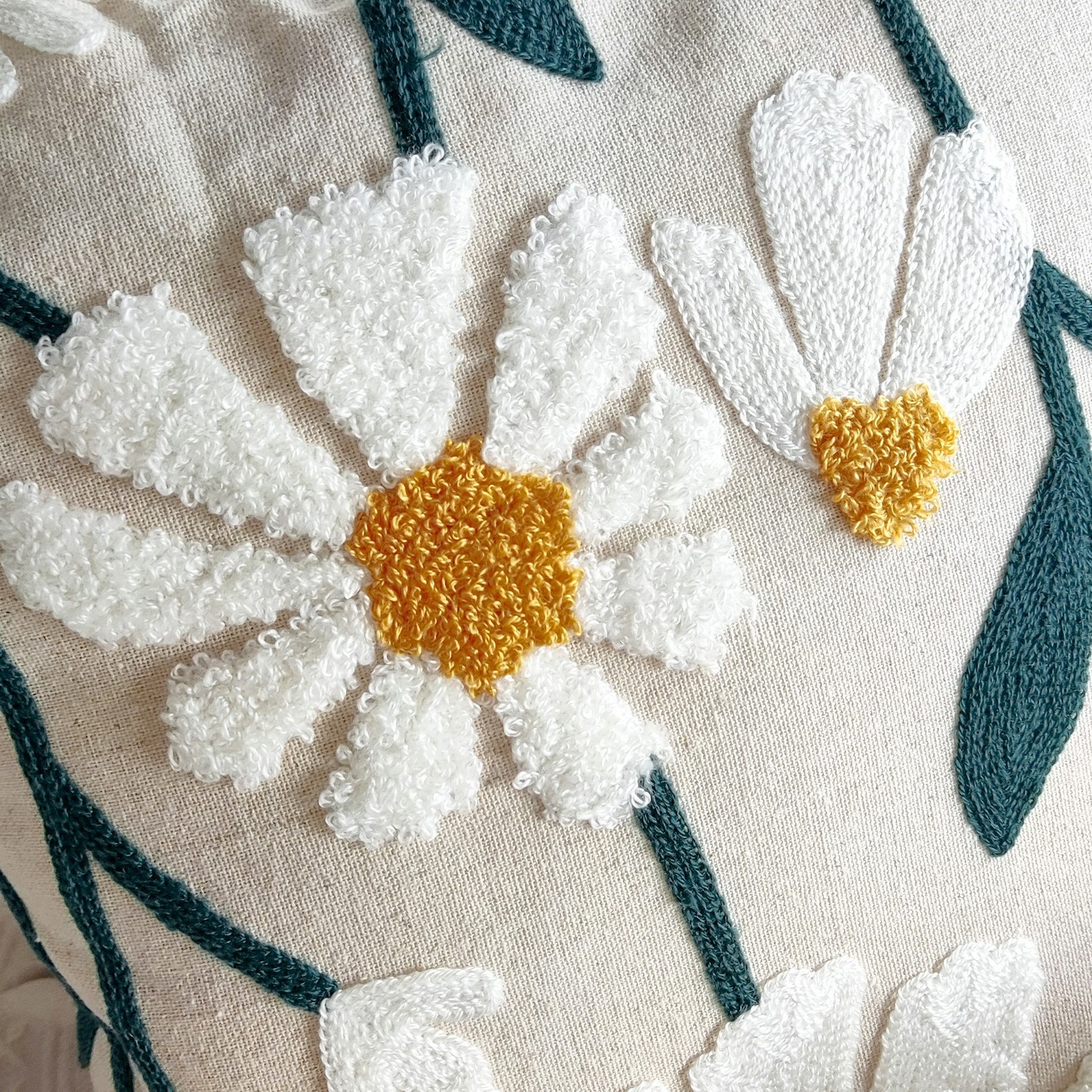Flower Embroidered Throw Pillows Covers 18x18 Handmade Floral Etsy