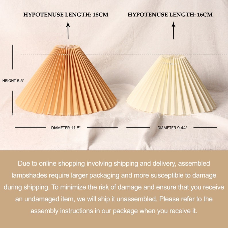 Pleated Lampshade Hypotenuse Length 18cm image 2