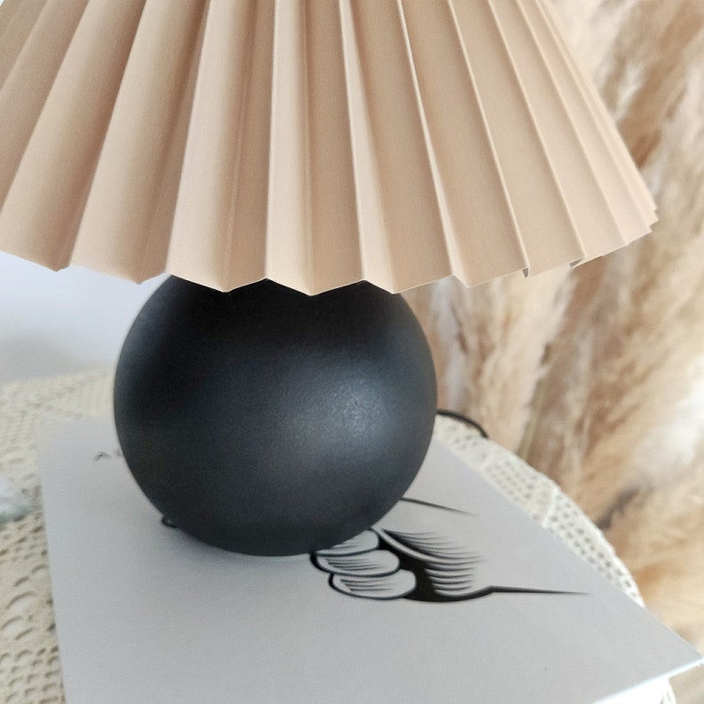 Ceramic Pleated Lamp Black Base Table Lamps Home Art Decor Etsy